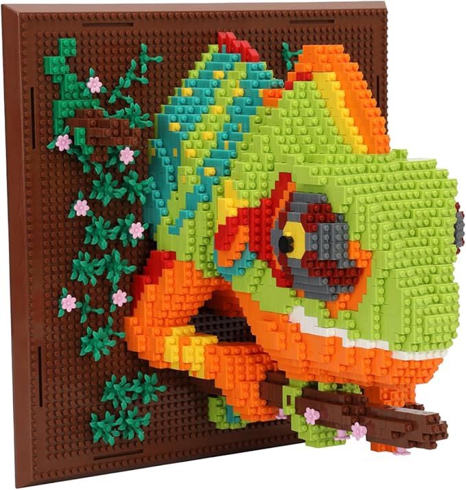 3D Wall Art Chameleon Animal Micro Building Blocks Set for Adults