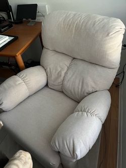 Ivory cloth recliner - two available
