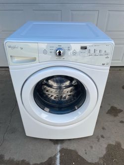 White Whirlpool front load washer