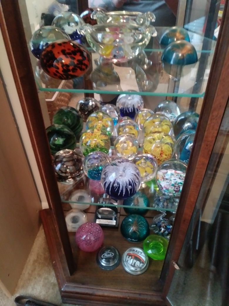 Collection of glass artwork paperweights
