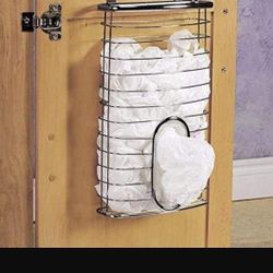 Over the Cabinet Door Plastic Bag Holder, Chrome