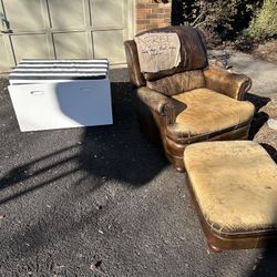 Leather Recliner /Ottoman AND Toy Chest
