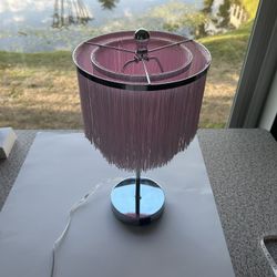 New 3 way Dimmable Touch table lamp with pink tassel
