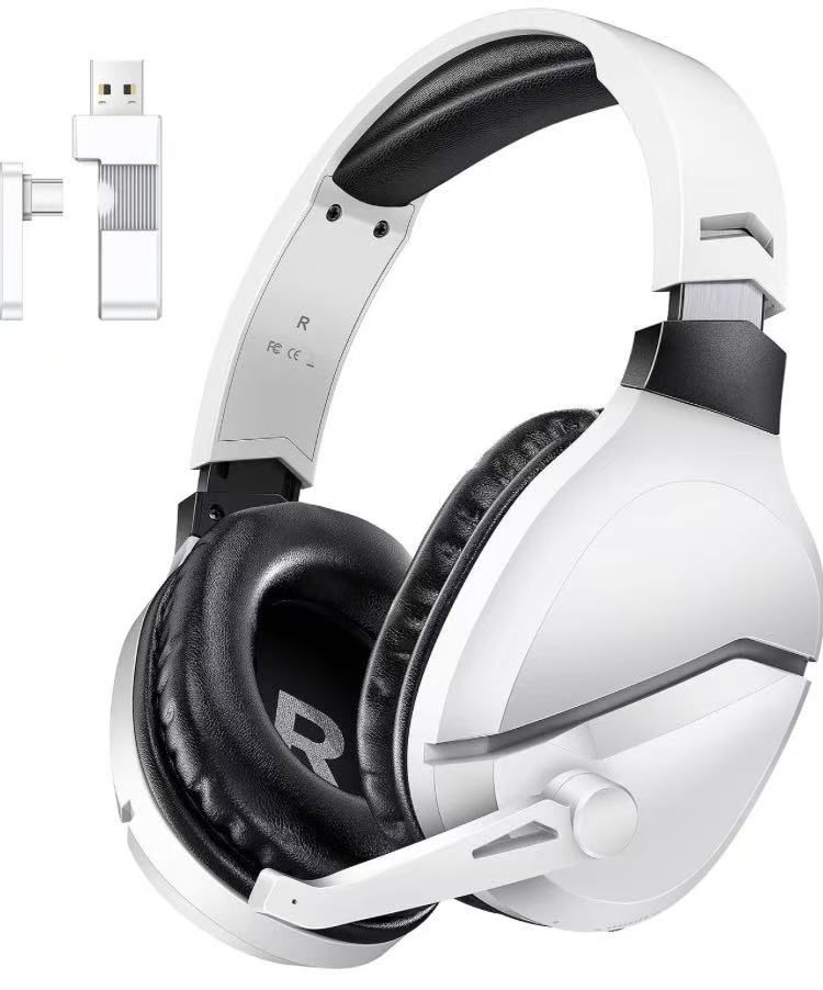 Wireless Gaming Headset with Noise Canceling Microphone for PS5, PC, PS4, 2.4G/Bluetooth Gaming Headphones with USB and Type-c Connector, Wired Mode f