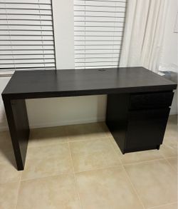 IKEA Malm Black-Brown Desk with Drawer cabinet