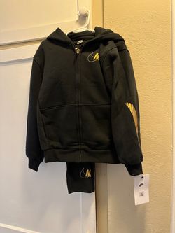 Nike Set Zip Up Hoodie & Leggins Black & Gold Size 6X Little Girls