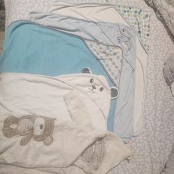 4  Hooded Bath Towels And An Infant Robe 
