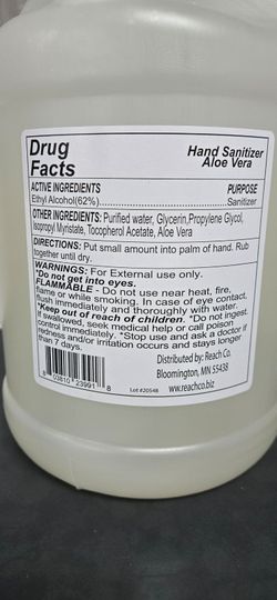 1 gallon Aloe Vera Hand Sanitizer for $25.00