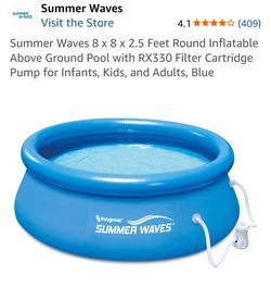 Summer Waves 8 x 8 x 2.5 Feet Round Inflatable Above Ground Pool