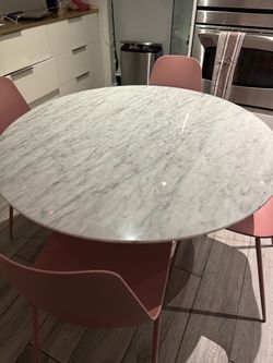48” Marble Tulip Dining Table + 4 Article Chairs