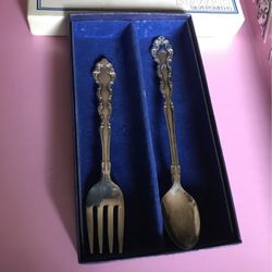 Vintage Towle Silversmiths, Silver Plated   2 Pc. Baby Serving Set, With Original Box