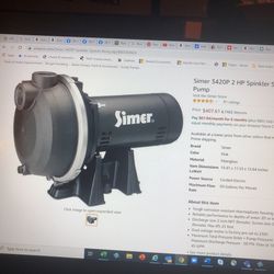 Simer  3420P  2 HP  Sprinkler Pump  