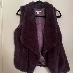 Calvin Klein Burgundy Fur Vest 