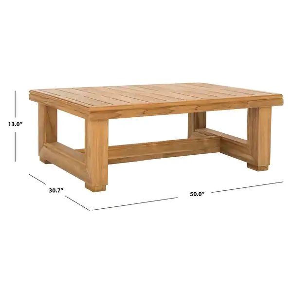 Safavieh Couture Outdoor Montford Teak Commercial Grade Coffee Table