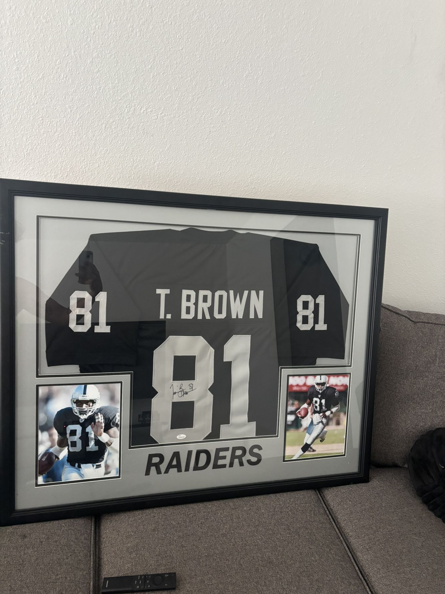 Signed Tim Brown Framed Jersey