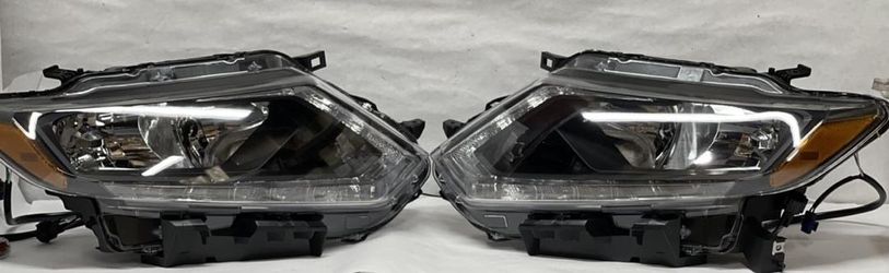2014 to 2016 Nissan Rogue Pair Black Housing Amber Side LED DRL Strip Front Driving HeadLight Headlamp 15