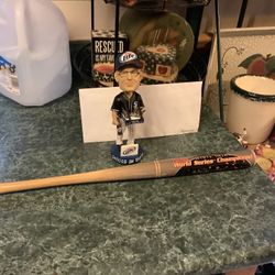 Chicago White Sox 2005 championship bat and Chicago White Sox Miller Lite Beer Vendor Bobble Chicago White Sox Bobblehead Both one price. 