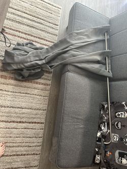 Grey Blackout Curtain And Rod