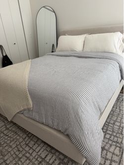 Living Space Beige Queen Bed Frame and Box spring