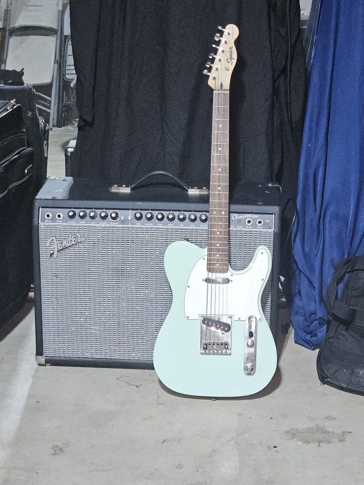 Fender guitar amp and guitar.