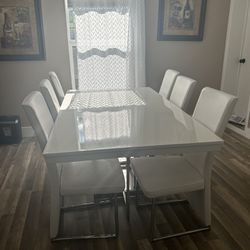 White Dining Table 6 Chairs