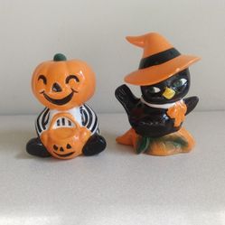 Hyde And Eek Ceramic Halloween Bird & Pumpkin Set