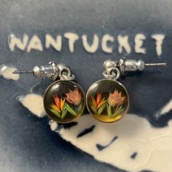 Beautiful Micro Pressed Flower In Resin Studded Earrings