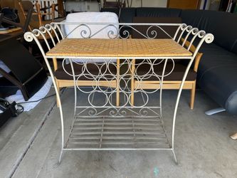 PIER 1 NATURAL-SILVER IRON-WICKER WINE RACK