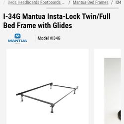 Rize I-34G Mantua Insta-Lock Twin/Full Bed Frame with Glides