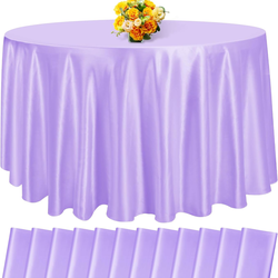 fani 6 Pack 120 Inch Lavender Satin Tablecloth - Silky Round Tablecloth Overlay Smooth Fabric Table Cover, Bright Table Decoration for Wedding Party B