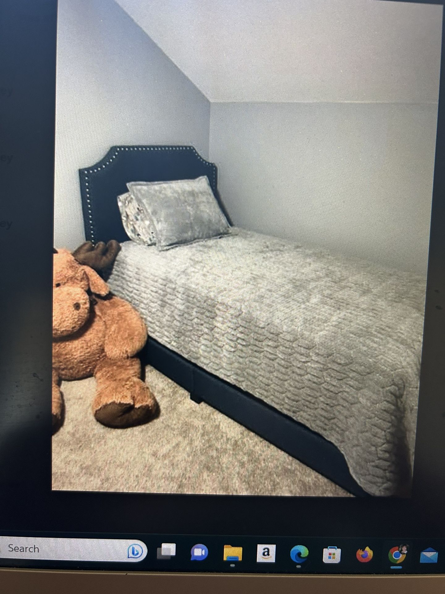 New Twin Denim Platform Bed