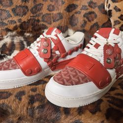 1 of 1 Custom Nike Air Force 1 AF1 “ROYAL RED” – Goyard + Supreme Inspired – Size 15 – Brand New 🔥