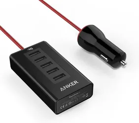 Anker 50W 5-Port USB 3Ft Car Charger, PowerDrive 5