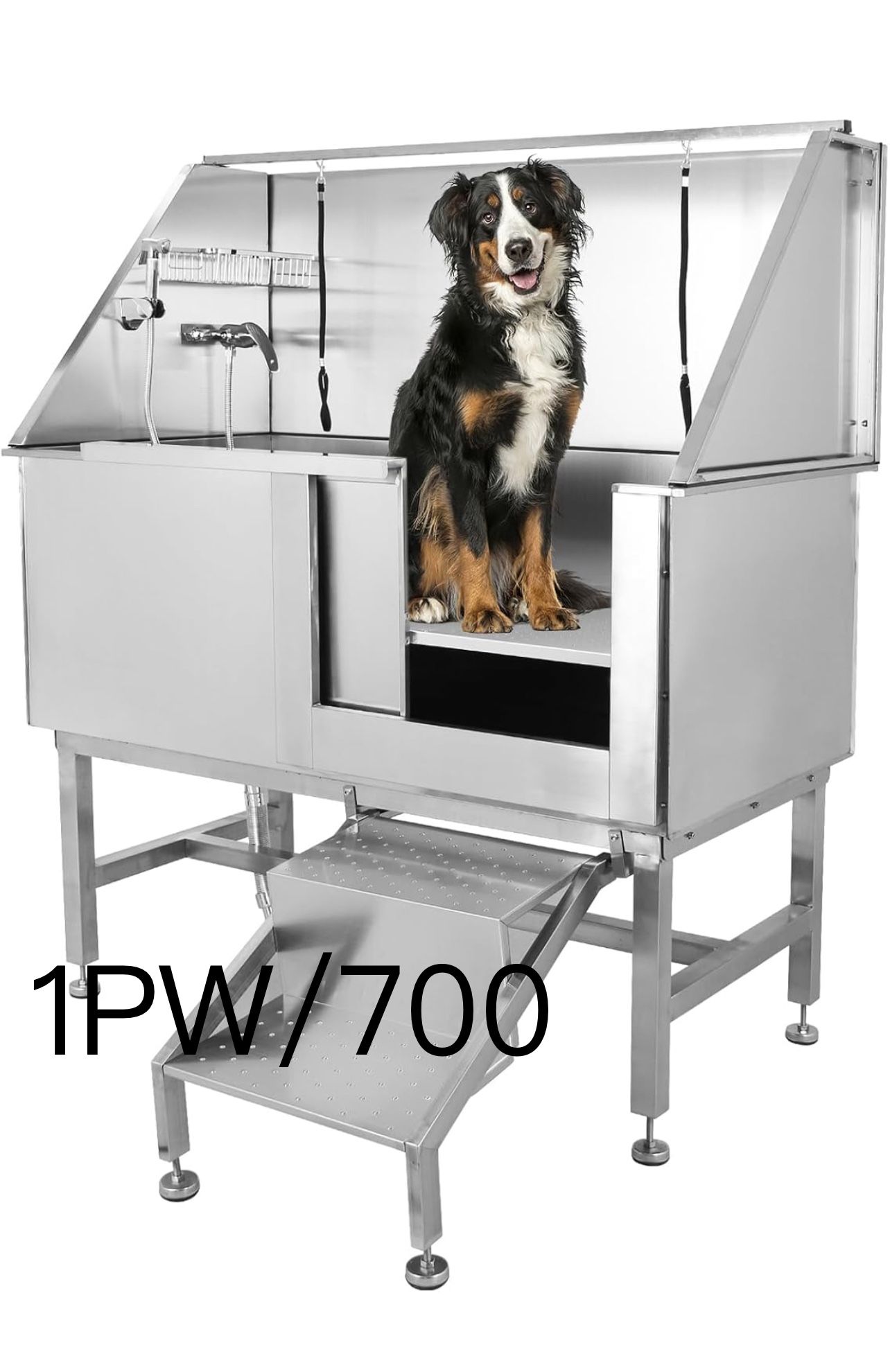 🔥50" Dog Grooming Tub, Pet Wash Station, Professional Stainless Steel Pet Grooming Tub with Ramp, Faucet, Sprayer, and Drain Kit, Right Door