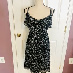 Black, green and white dress