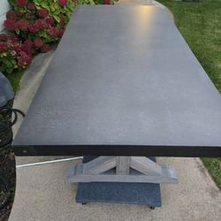 RH Restoration Hardware French Beam Teak and Concrete Dining Dinner Table Charcoal Color