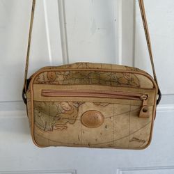 Allan Edward Antique Map Tan Crossbody Adjustable Strap Purse Globetrotter Bag