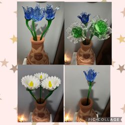 Art glass long stem flowers