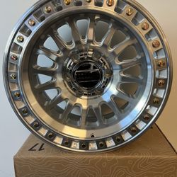 17X8.5 KMC 552 SILVER MACHINED OFF-ROAD RIMS (6X135) FORD F-150