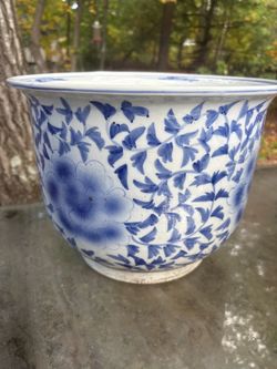 Blue and white Fish Bowl Plant Pottery