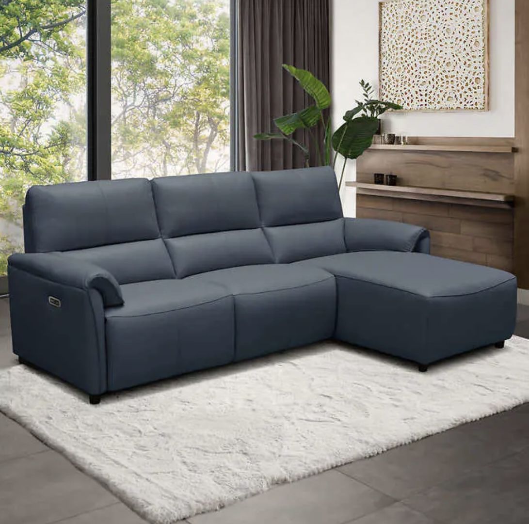 Abbyson Tamara Leather Power Reclining Sectional with Power Headrests