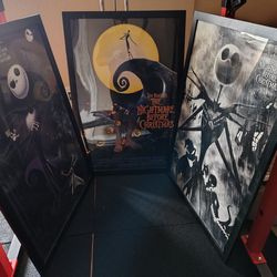 3x Disney Nightmare Before Christmas framed Posters