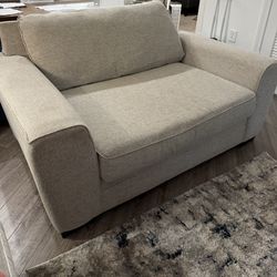 Beige Loveseat/chair-and-a-half