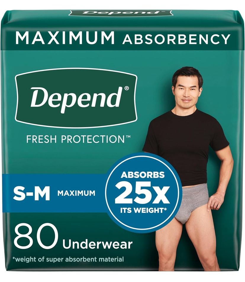 Depends Adult Diapers, 50 Qty, Size S/M