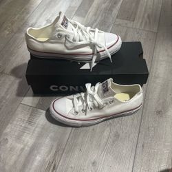 Converse All Stars White Low Top Sneakers Red Stripe unisex