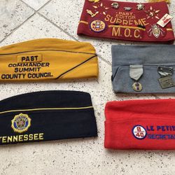 Nice vintage antique collection lot military VFW American Legion Mason Masonic Lodge Caps Hats Cover Military 