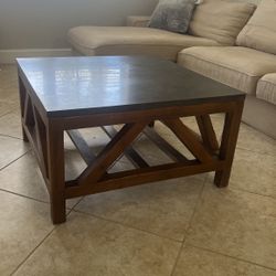 32’ Marble Top Coffee Table With Matching Side Tables