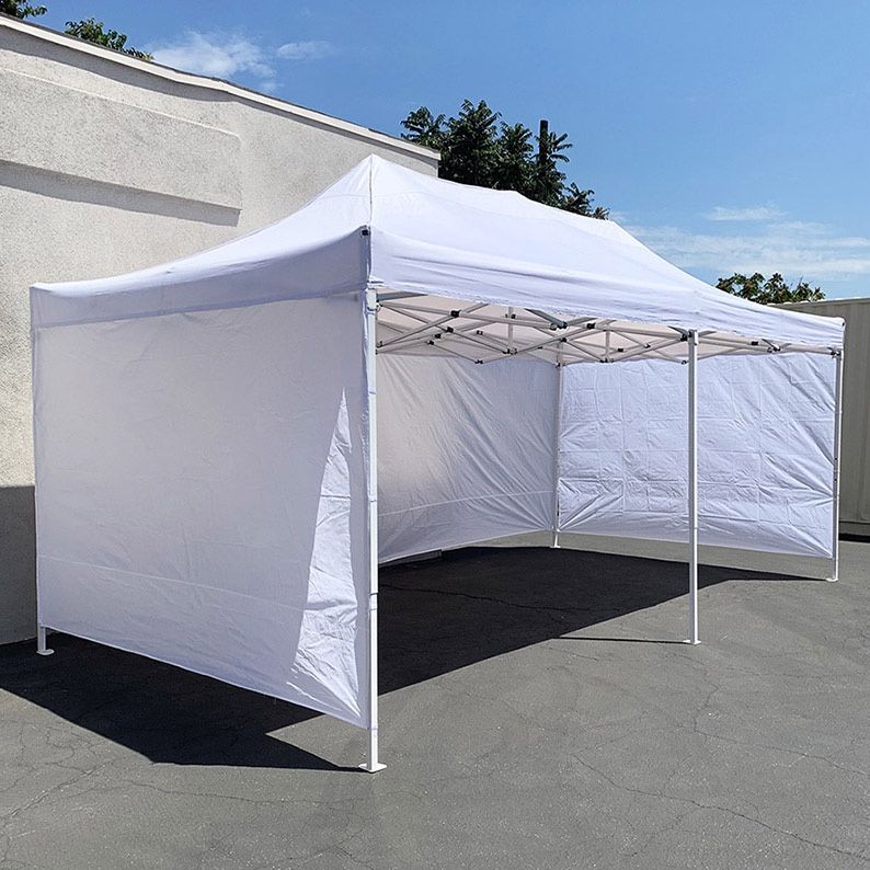 $205 (New in box) Heavy duty 10x20 ft canopy (with 4 sidewalls) ez pop up outdoor party tent w/ carry bag (white/blue),All Products : American Fashion Style Bags On Sale