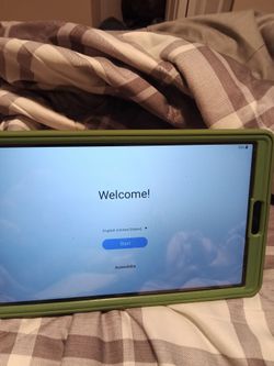 Android Tablet with Green Protective Case