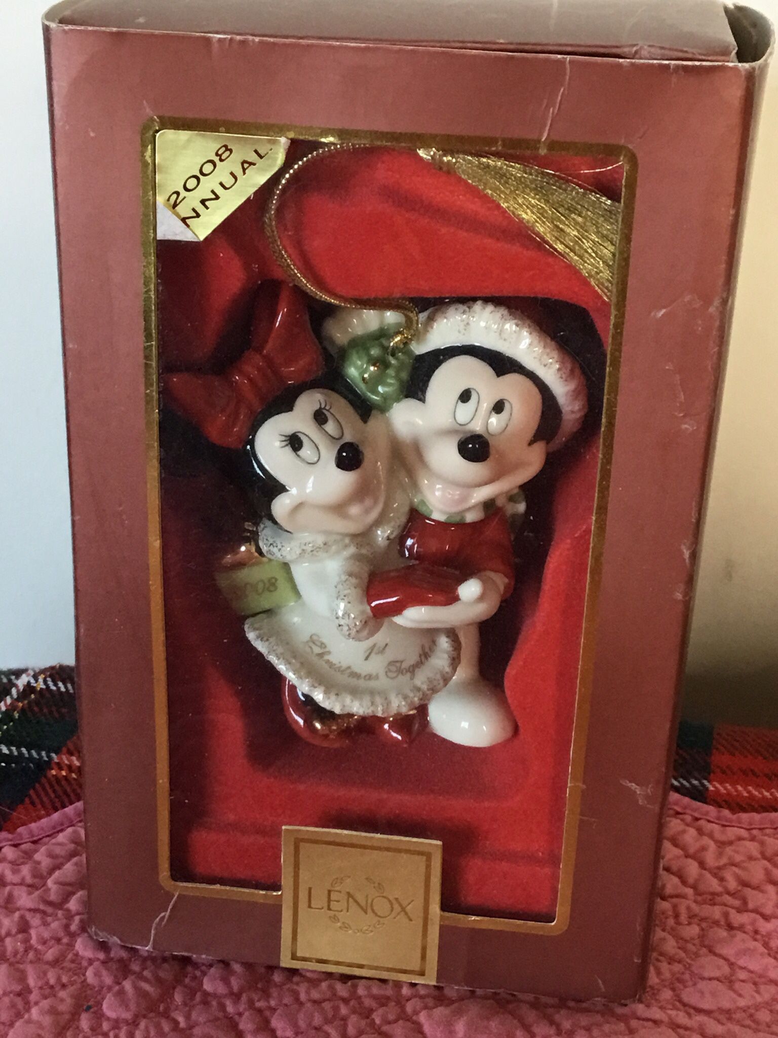 Lennox 2007 annual Mickey and Minnie first Christmas together ornament